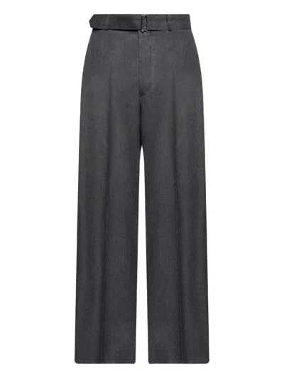 Officine Generale Belt-fastening Trousers In Gray