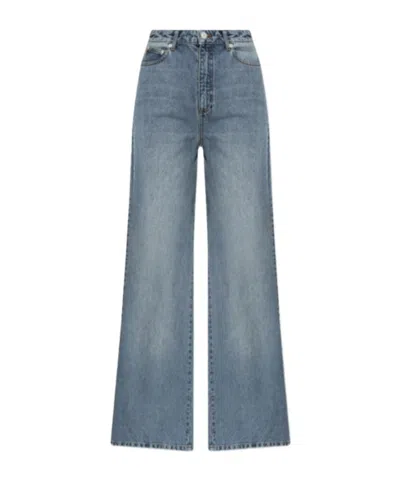 Officine Generale Belt Loop Denim Trousers In Blue