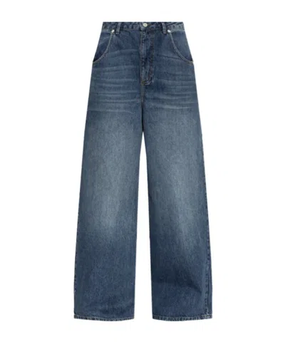 Officine Generale Belt Loop Denim Trousers In Blue