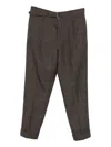 Officine Generale Belted Check Trousers In Brown