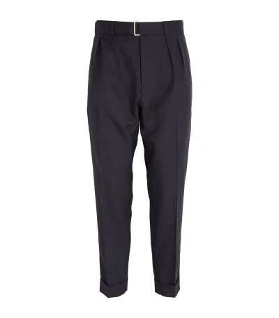 Officine Generale Belted Trousers In Navy