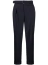 Officine Generale Pierre Belted Pleated Wool-crepe Pants In Blue