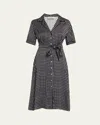 Officine Generale Benedicte Short-sleeve Tulip-print Shirtdress In Gray