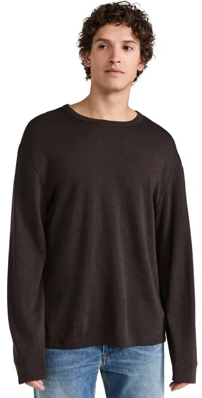 Officine Generale Benny Double Face Felted Wool Tee Dark Coffee