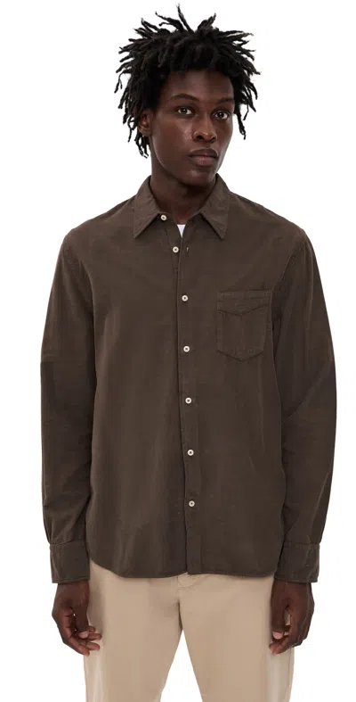 Officine Generale Benoit Co Corduroy Shirt Iced Coffee In Brown
