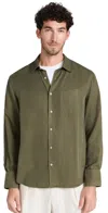 Officine Generale Lipp Pigment-dyed Button-front Shirt In Olive Night