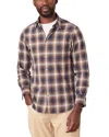 Officine Generale Benoit Long Sleeve Button Front Shirt In Brown