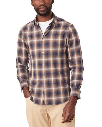 Officine Generale Benoit Long Sleeve Button Front Shirt In Brown