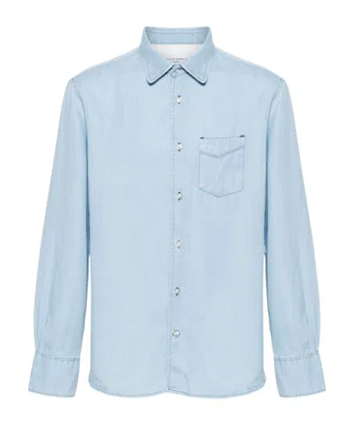 Officine Generale Benoit Lyocell Shirt In Blue
