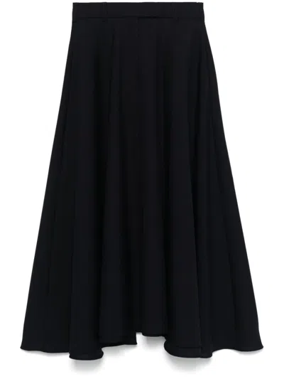 Officine Generale Officine Générale Bertille Skirt 3ply Italian Wo Clothing In Dark Navy