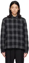 Officine Generale Long Sleeve Casual Jacket In Dkgrey/grey/black