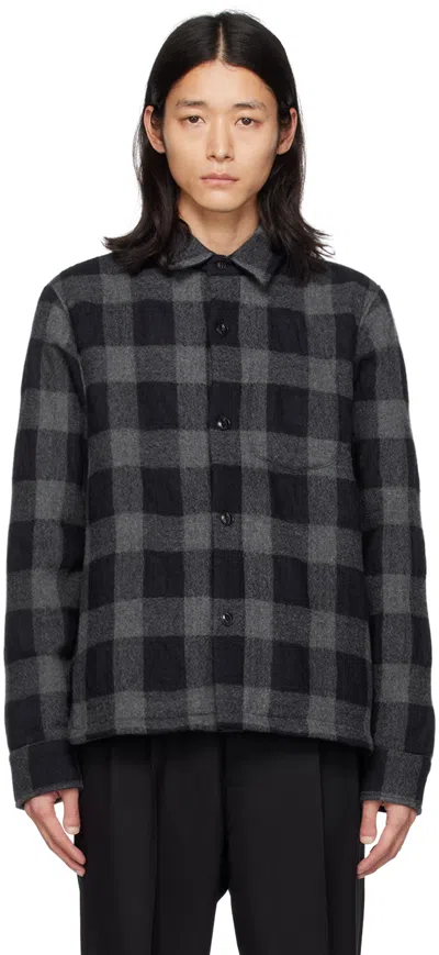 Officine Generale Black & Gray Insulated Shirt In Dkgrey/grey/black