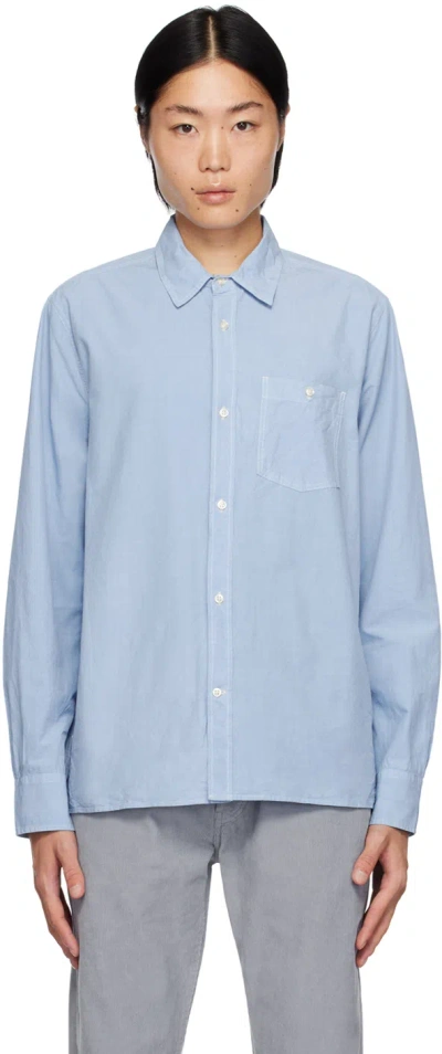 Officine Generale Blue Alex Shirt In Chambray Blue