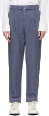 Officine Generale Pleat-detail Tapered Trousers In Nightshadow