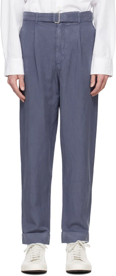 Officine Generale Blue Hugo Trousers In Nightshadow