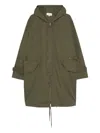 Officine Generale Bradley Hooded Drawstring Coat In Green