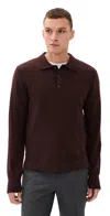 Officine Generale Brandon Polo Merino Wool Iced Coffee In Burgundy