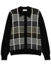 Officine Generale Brennan Checked Wool Cardigan In Black