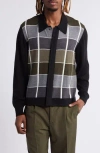 Officine Generale Brennan Checked Wool Cardigan In Black/grey/olive