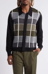 Officine Generale Brennan Checked Wool Cardigan In Black/grey/olive