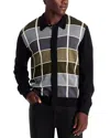 Officine Generale Brennan Checked Wool Cardigan In Black/gray/olive/ecru