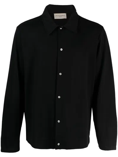 Officine Generale Brent Double Face Felted Wool Blend Cardigan In Black