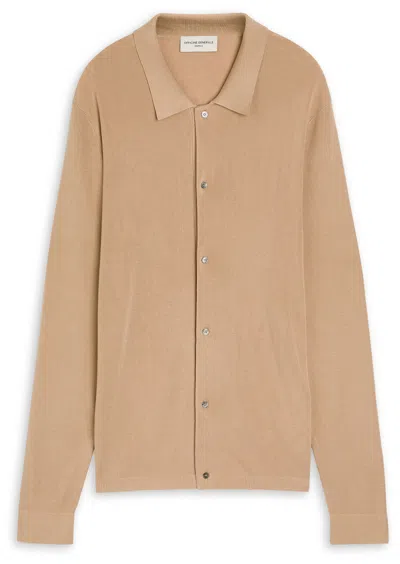 Officine Generale Officine Générale Brent Lyocell-blend Cardigan In Brown