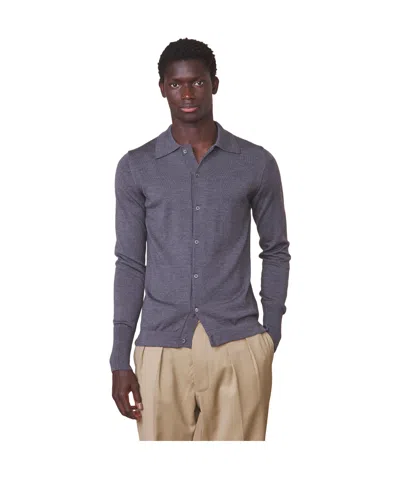 Officine Generale Brent Merino Polo Shirt In Gray