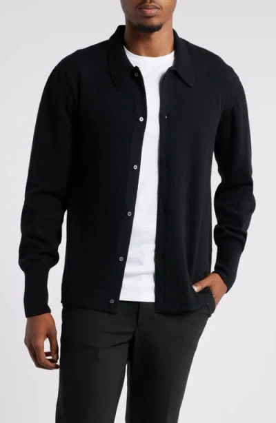 Officine Generale Officine Générale Brent Wool Collared Cardigan In Black