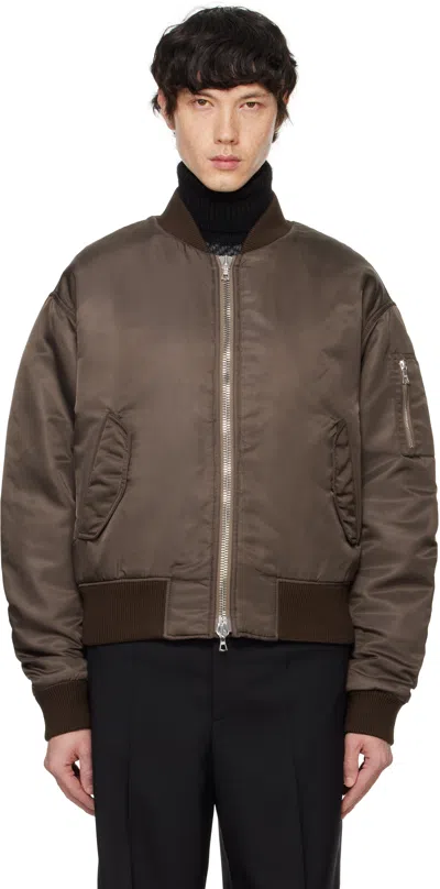 Officine Generale Brown Juno Bomber Jacket In Iced Coffee