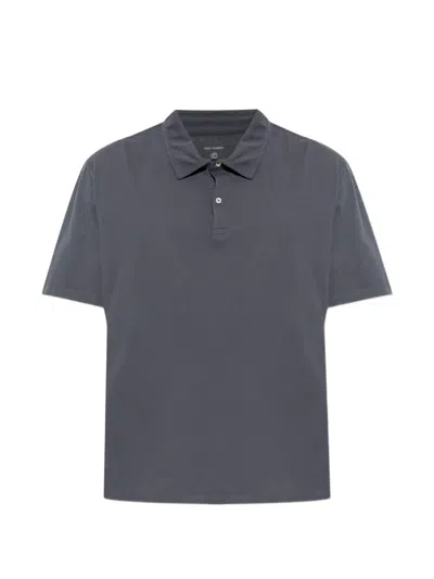 Officine Generale Bruno Button Polo Shirt In Gray