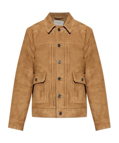 Officine Generale Button-down Casual Jacket In Brown