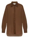 Officine Generale Button-down Cotton Shirt In Brown