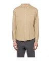 Officine Generale Button-down Long-sleeved Shirt In Brown