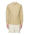 Officine Generale Button-down Long-sleeved Shirt In Brown