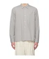Officine Generale Button-down Long-sleeved Shirt In Gray