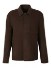 Officine Generale Button-fastening Patch-pocket Jacket In Brown