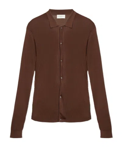Officine Generale Button-fastening Cardigan In Brown