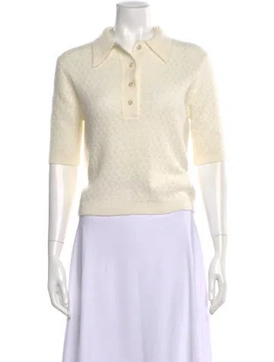 Pre-owned Officine Generale Cashmere Short Sleeve Polo In Neutral