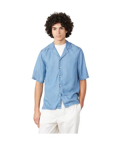 Officine Generale Chambray Lyocell Shirt In Blue