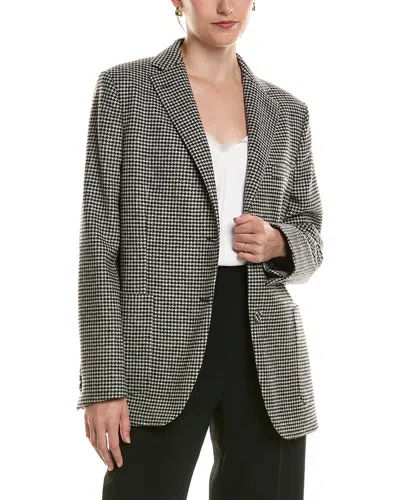 Officine Generale Charlene Light Houndstooth Wool Jacket In Black