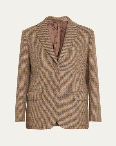 Officine Generale Charlene Woven Wool Jacket In Animal Print