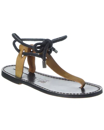 Officine Generale Clarie Leather & Rope Sandal In Black