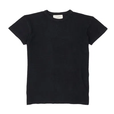 Officine Generale Classic Fit Crew Neck Tee In Fabric In Black