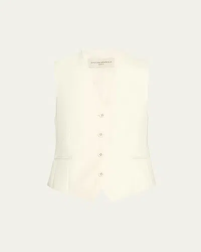Officine Generale Cleo Tailored Wool Vest In Ecru
