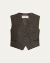 Officine Generale Cleore Plaid Wool Vest In Brown