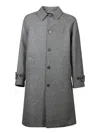 Officine Generale Raglan Wool Stripes Grey Coat In Gray