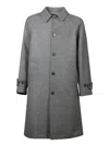 Officine Generale Raglan Wool Stripes Grey Coat In Gray