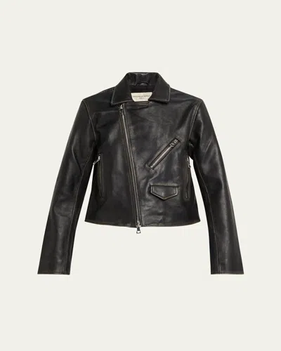 Officine Generale Coco Perfecto Leather Jacket In Black