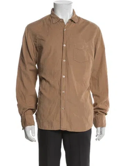 Pre-owned Officine Generale Collar Long Sleeve T-shirt In Brown